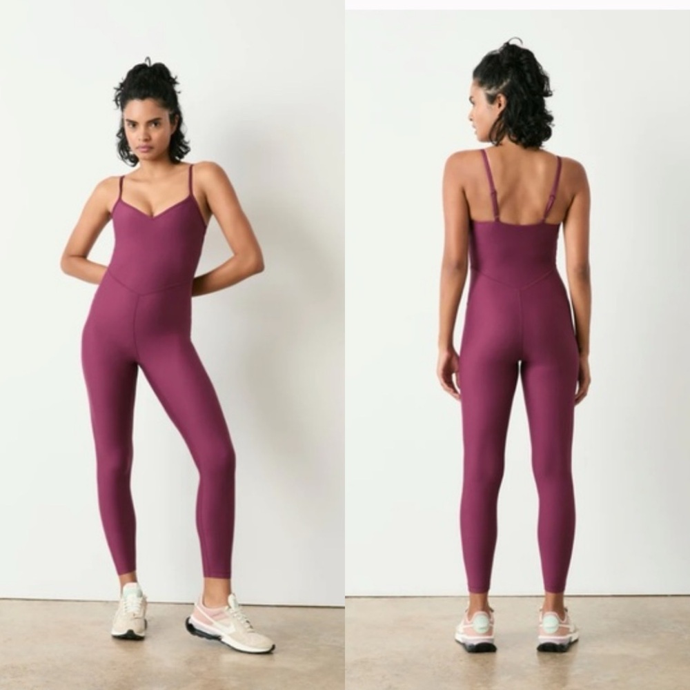Bandier x Sincerely Jules lotus sweetheart Plum wine Jumpsuit catsuit Size Small